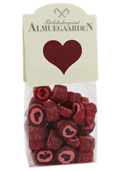 Almuegaarden hjerte bolcher (Hvid top) 140 g